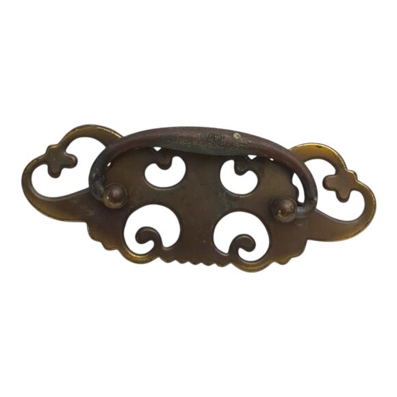 Lot 2 VTG Brass Craftsman Cabinet Armoire Dresser Drawer Bail Pull Handle 2 1/4" - Picture 3 of 7